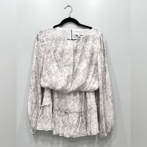 INTERMIX Silk Top and Skirt Set in Grey Snakeskin Pattern